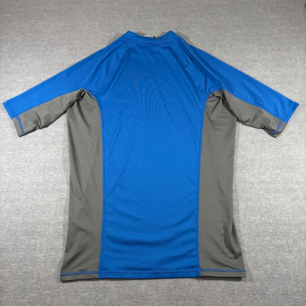 Quiksilver Mens XXL Blue Grey Short Sleeve Rash Guard Swim Shirt AQYWR00036